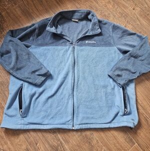 Mens Big & Tall Columbia Zip Front Fleece Jacket Sz 5x Blue
